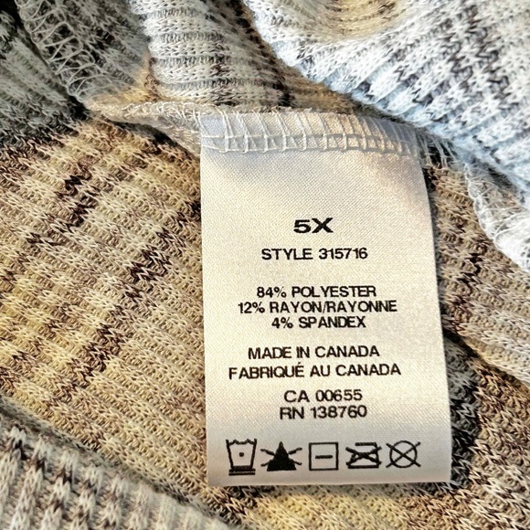 TUNIC, LONG LENGTH, COLOUR: ALMOST WHITE & LIGHT GREY, SIZE 5X, MADE IN CANADA!, - Picture 8 of 11